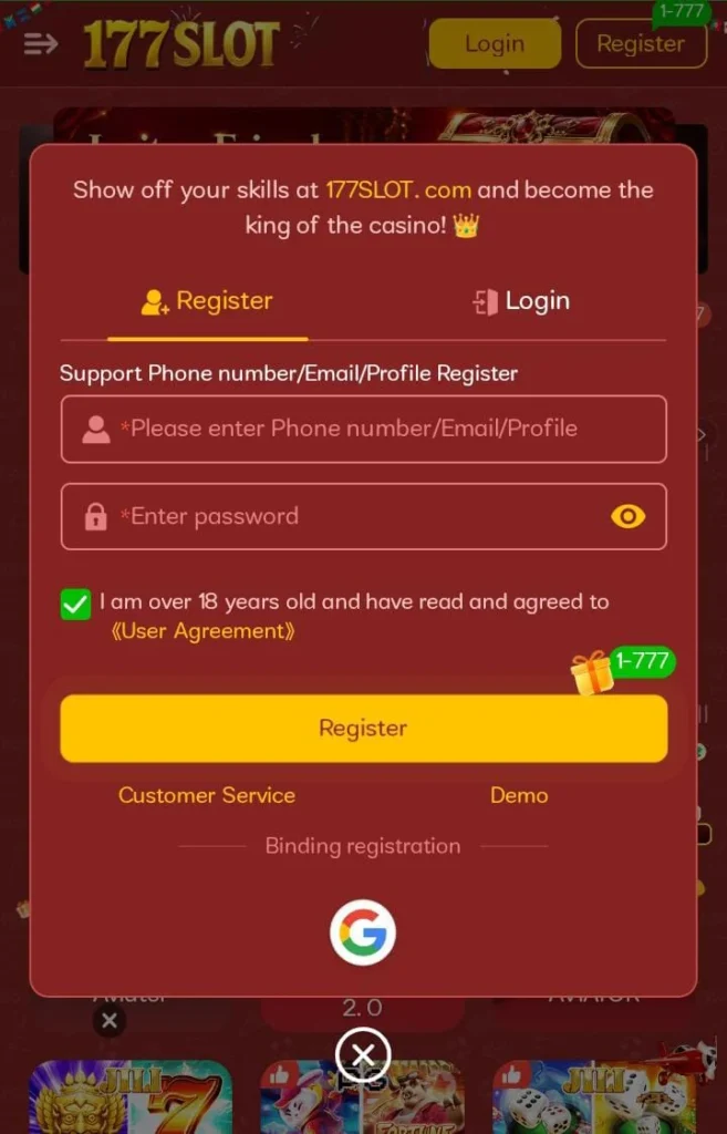17 Slot Game register