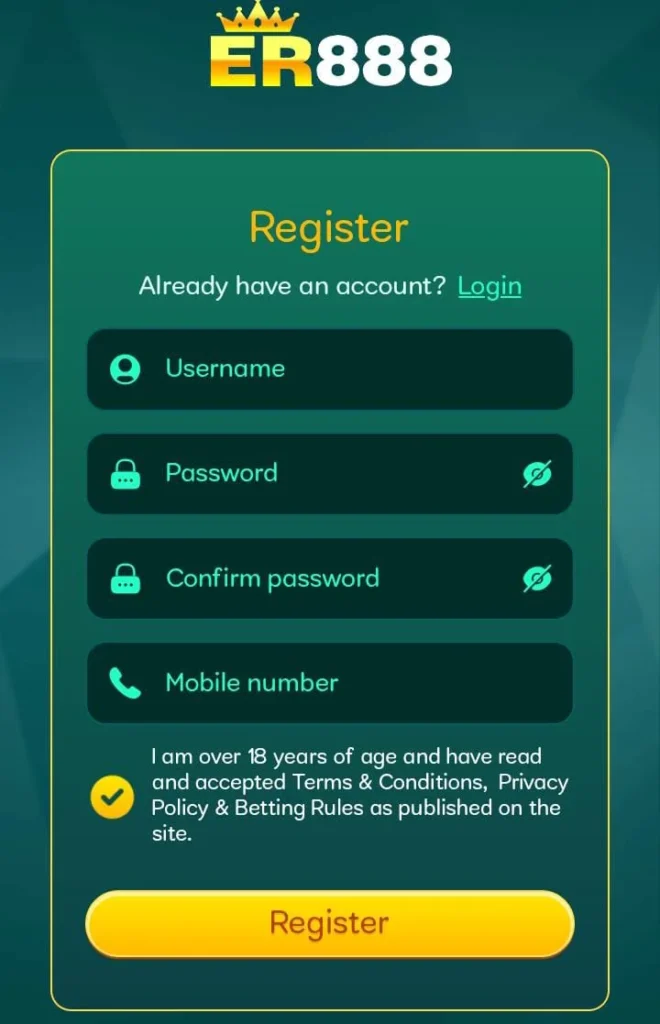 ER 888 Game registration