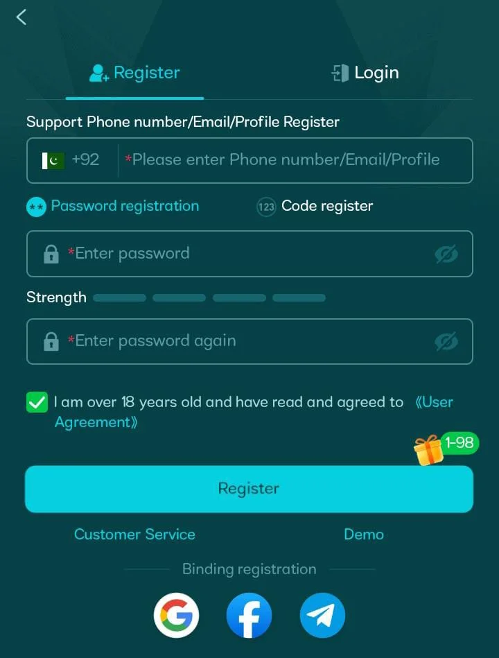 H 98 Game login