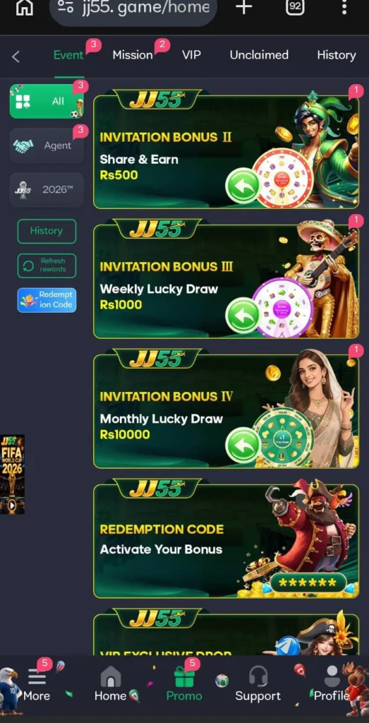 JJ5 Game events