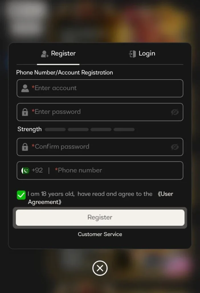 WG456 Game register