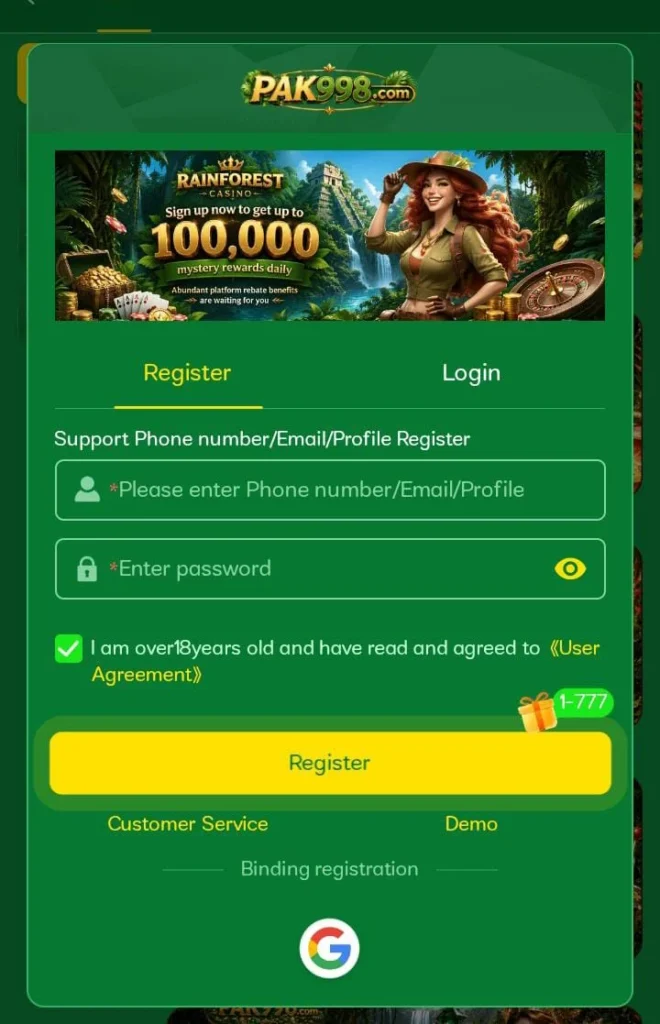 Pak988 Game register