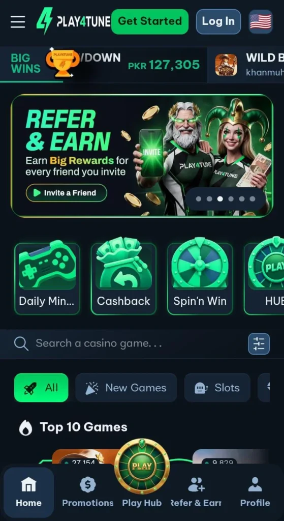 Play4tune Game homepage