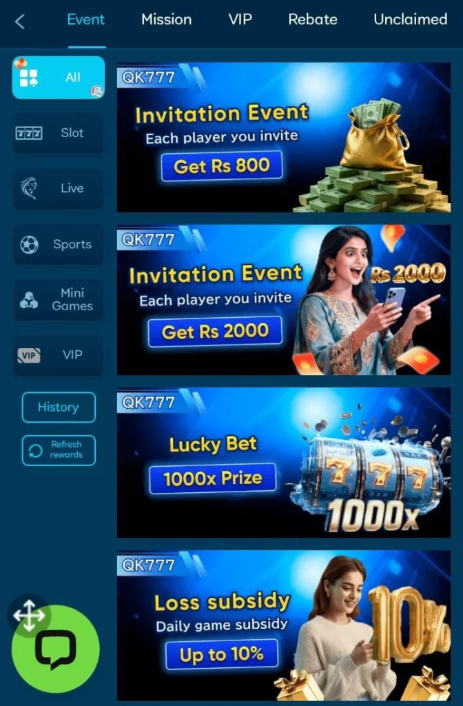 QK 77 Game promotions